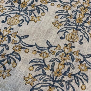 58" inches Indian Hand Block Print Fabric, Indian Linen Fabric, Block Print Fabric, Designer Floral Printing Fabric, Upholstery fabric,