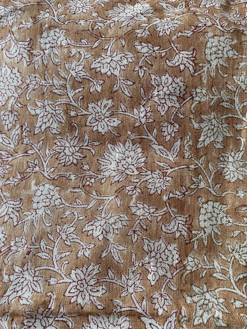 handloom linen,floral linen,linen fabric yard,european linen,upholstery linen,curtain linen,clothing linen,peach pink linen,light brown linen,fabric by yard,printed linen,durable linen,designer linen