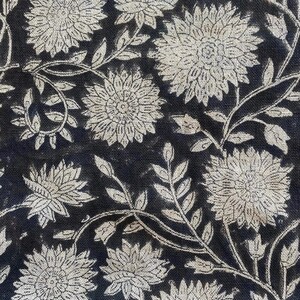 58&quot; inches Indian Hand Block Print Fabric, Indian Linen Fabric, Block Print Fabric, Designer Floral Printing Fabric, Upholstery fabric,