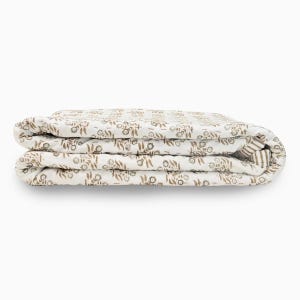 Sand Sage Hand Block Quilt | Floral Vine Cotton Quilt | Handmade Neutral Bedding,Floral Quilt, Cotton Quilt, Baby Quilt, Nursery Quilt