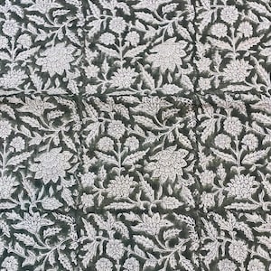 58&quot; inches Indian Hand Block Print Fabric, Indian Linen Fabric, Block Print Fabric, Designer Floral Printing Fabric, Upholstery fabric,