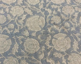 Delilah Block Print Linen- Curtain Fabric, Pillow Fabric, Fabric By Yard, Home Decor Fabric, Botanical Fabric, Sewing Material