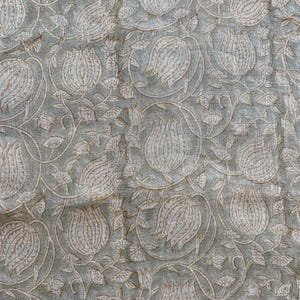Indian Hand Block Print Linen Fabric – Designer Floral Upholstery, Curtain & Pillow Fabric for Home Decor by the Yard