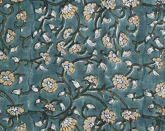 European Upholstery, Curtains, Pillows Designer Linen Fabric for Home Decor Floral Leaves and Vines, Block Print Textile, Jaipur Print