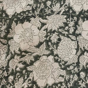 HUNNY || Indian Hand Block Print Fabric, Indian Linen Fabric, Block Print Fabric, Designer Floral Printing Fabric, Upholstery fabric, Pillow
