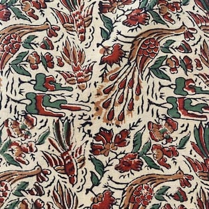 Solene Cotton Fabric by the Yard | Indian Block Print Fabric for Sewing Quilting | Boho Bohemian Craft Fabric DIY Projects