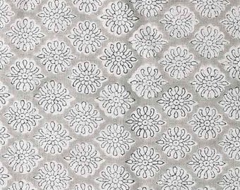 Jack Block Print Handloom Linen- Floral Curtain Fabric, Boho Linen Fabric, Neutral Home Fabric, Upholstery Linen Fabric, Pillow Fabric Linen