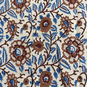 Block Print Handloom Linen Fabric Upholstery Fabric, Pillow Cover Fabric, Curtains ,Craft Use Fabric