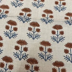 Annalise Thick Linen Upholstery Block Print Fabric