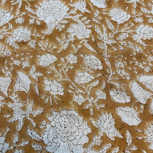 58&quot; inches Indian Hand Block Print Fabric, Indian Linen Fabric, Block Print Fabric, Designer Floral Printing Fabric, Upholstery fabric,
