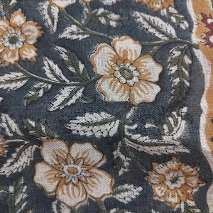 Jia Floral Hand Block Print Fabric with Designer Upholstery