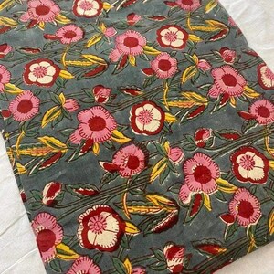 Asha Cotton Fabric by the Yard | Indian Block Print Fabric, Floral Garden, Garden Floral, Botanical Fabric,  Indian Fabric, Cottagecore