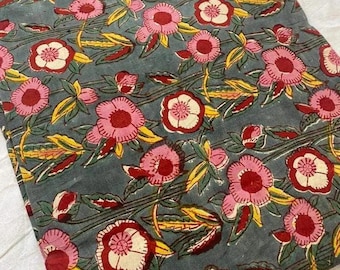 Asha Cotton Fabric by the Yard | Indian Block Print Fabric, Floral Garden, Garden Floral, Botanical Fabric,  Indian Fabric, Cottagecore
