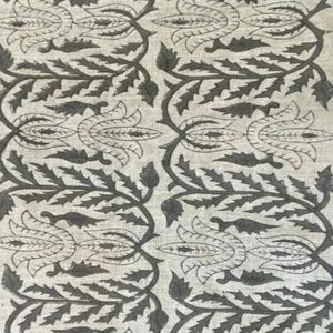 Block Print Fabric, Floral Print Linen by the Yard, Pillow Cover & Upholstery Linen