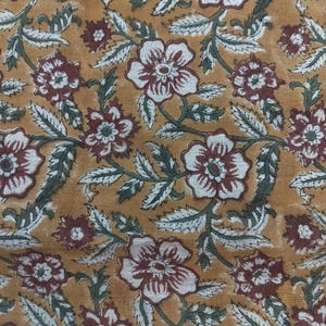 58" inches Indian Hand Block Print Fabric, Indian Linen Fabric, Block Print Fabric, Designer Floral Printing Fabric, Upholstery fabric,