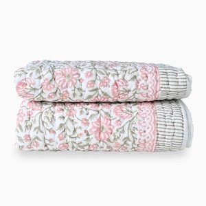 Yarrow Hand Block Printed Quilt Quilts