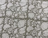 Loki Hand Block Printed Linen Fabric- Pillow Cover Fabric, Jaipur Linen Textile, Botanical Print Fab, Artisan Linen Yard, Cottagecore Decor