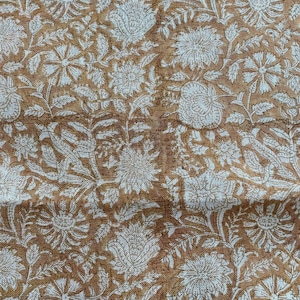 58&quot; inches Indian Hand Block Print Fabric, Indian Linen Fabric, Block Print Fabric, Designer Floral Printing Fabric, Upholstery fabric,