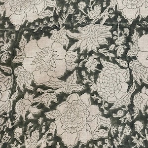 HUNNY || Indian Hand Block Print Fabric, Indian Linen Fabric, Block Print Fabric, Designer Floral Printing Fabric, Upholstery fabric, Pillow