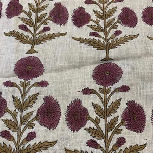 58" inches Indian Hand Block Print Fabric, Indian Linen Fabric, Block Print Fabric, Designer Floral Printing Fabric, Upholstery fabric,