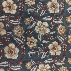 58" inches Indian Hand Block Print Fabric, Indian Linen Fabric, Block Print Fabric, Designer Floral Printing Fabric, Upholstery fabric,