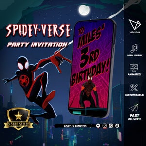 Animated Spider Man Spider Verse Spidey Super Hero Video Invitation for Birthday Party