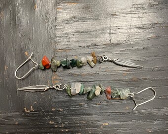 Mixed Crystal Feather Earrings