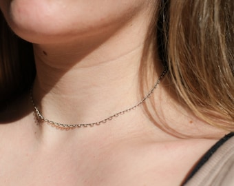 Silver Bubble Chain Necklace Choker Simple Elegant Minimalistic