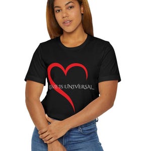 Unisex Love Is Universal T-Shirt, Soft Cotton Tee, Heart Design, Casual Wear, Celebrations, Everyday Style