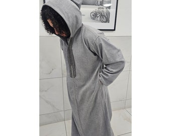 Light Grey Morrocan Hooded Thobe Djellaba