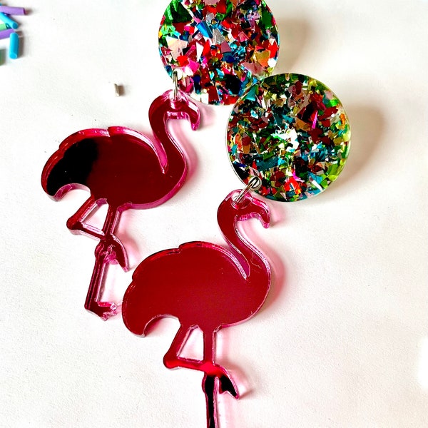 Sugar Statement Acrylic Flamingo Earrings