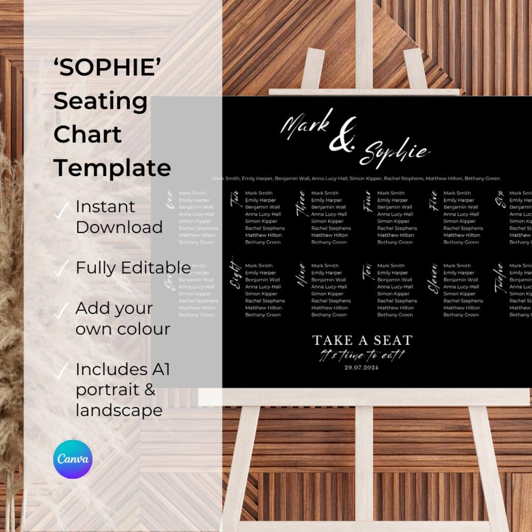 Elegant Seating Chart Template - Etsy