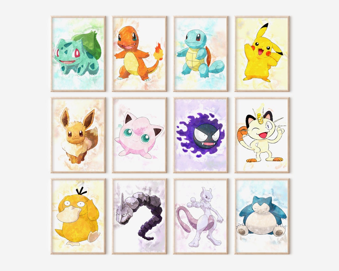 Pokemon Prints Set of 12 Gen 1 Characters Pokemon Printable Wall Art ...