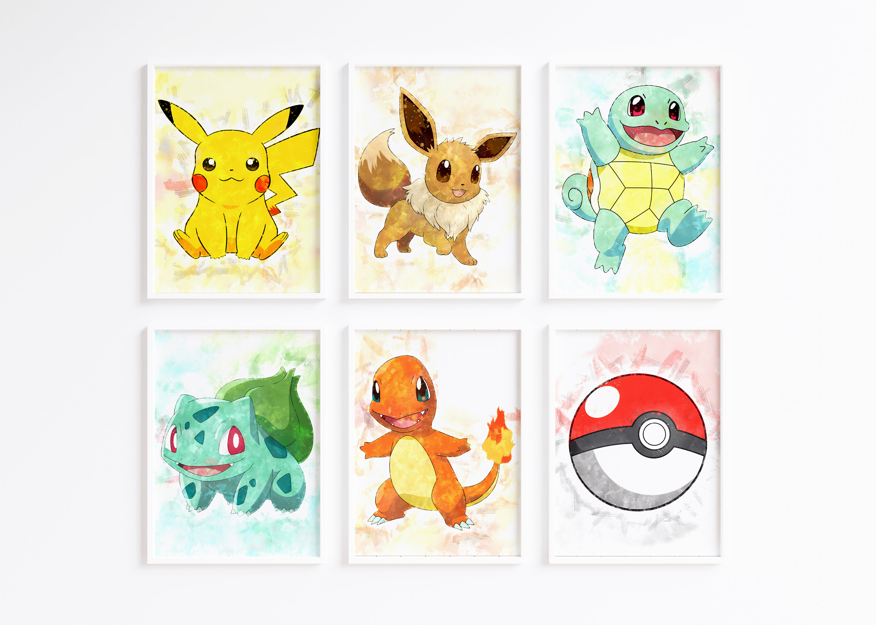 Pokemon Printable Set of 6 Pokemon Watercolor Art Pokemon Etsy