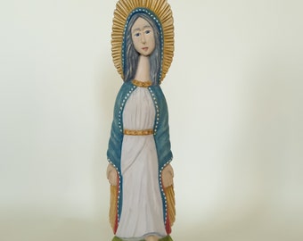 Wooden Virgin Mary Statue, Our Lady of Lourdes Catholic Icons, Home Decor, Gifts,  Catholic Art, Mothers Day Gifts, Handmade Gift