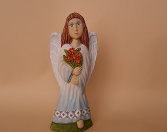 Wood Angel, Carved Wood Angels, Angel Statue, Wood Angel Sculpture, Gift for Christmas,Guardian Angel