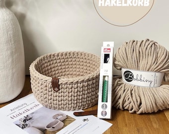DIY-Set Häkelkorb inkl. Häkelanleitung | DIY Häkelkorb Anleitung | Strickoptik Korb häkeln | Anfängerfreundlich | Deko Handarbeit | handmade