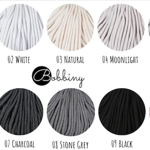 Bobbiny Premium 3 mm, 100 m cotton yarn / braided cord, crochet yarn, cotton, Bobbiny, yarn for crocheting,