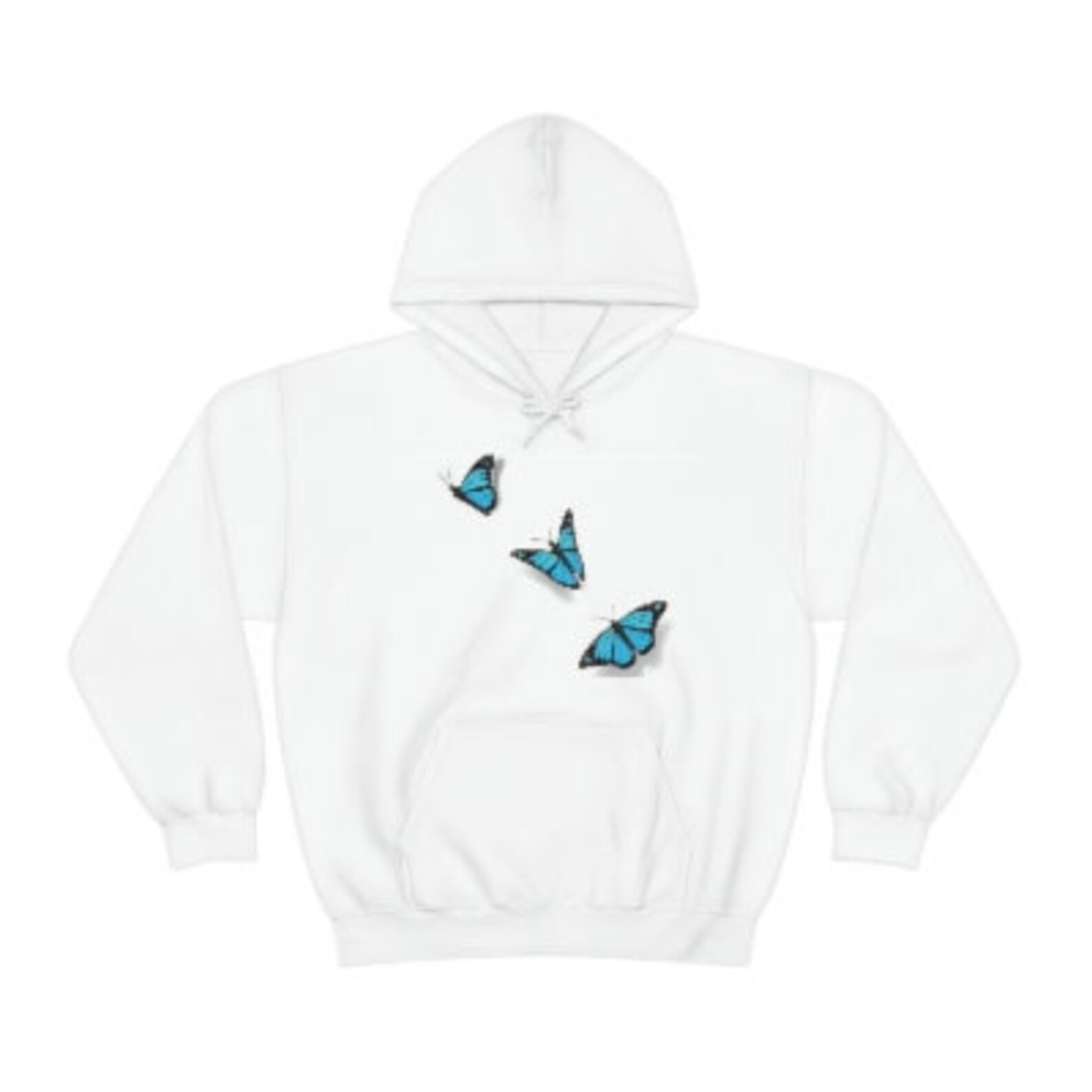 Blue Polka Dots Butterfly Print Men's Zip Up Hoodie