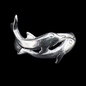 Vintage Sterling Silver Swimming Dolphins Size 7 in Gift Box