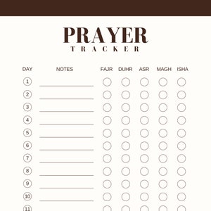 Rastreador de oración/salah de 30 días: reza tu salah 5 veces al día: simple y minimalista
