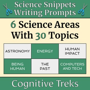 Science Snippets Writing Prompts #1 | Warm Ups | Science Starters | 30 Topics | Science Teacher Resource