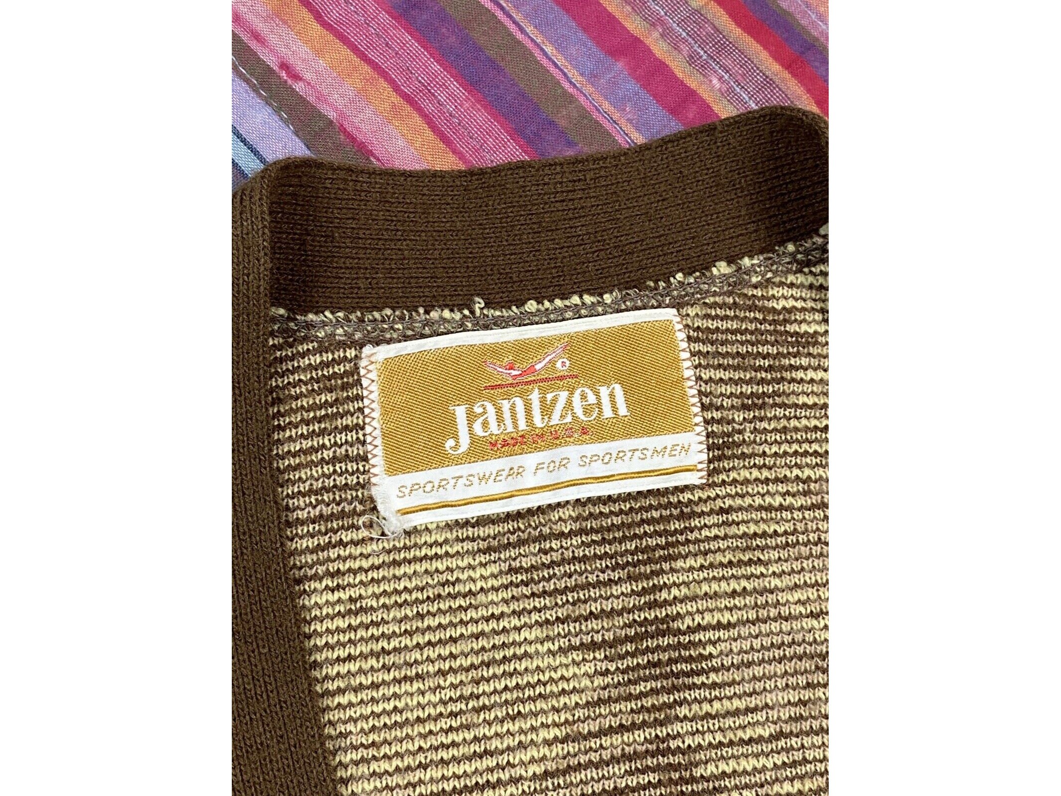 Vintage 90'S Jantzen knit cardigan, made in the USA, size L, men's unclear green type Vintage Second Hand