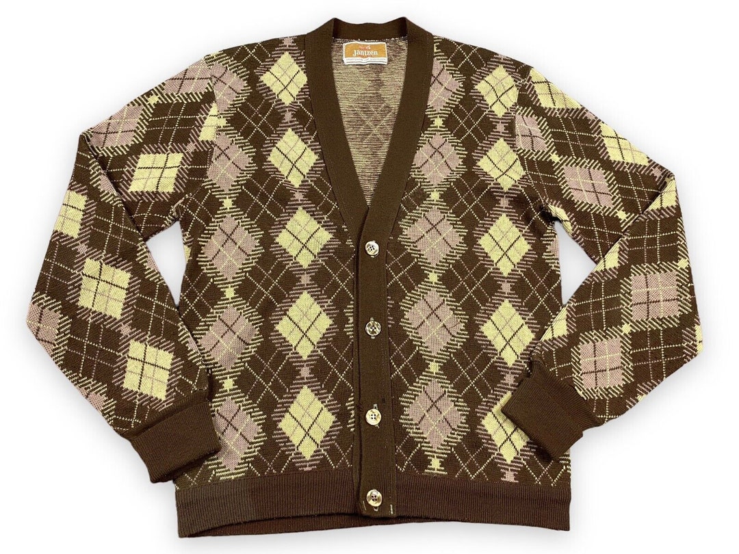 80'S Jantzen knit cardigan, made in USA, men's size L, vintage /eaa493723