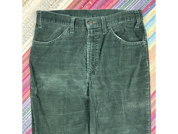 VTG 70s Dark Green Levi's 646 Flare Boot Bell Cor… - image 2