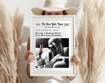 Editable Trendy Newspaper Print, Unique Girly Wall Art, New York News | It Girl Dorm Decor, Retro Wall Art | Instant Download Wall Art.