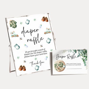 EDITABLE Boho Diaper Raffle Gioco, Stampabile Baby Shower Pannolini Lotteria, Genere neutro, Segno e carta per pannolini, Vestiti Baby Shower #GBB