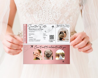 Ticket Save The Date With Photo, Wedding invite, Custom boarding pass, Wedding Invitation, Ticket Wedding, Save the date card, boarding pass