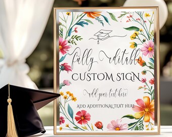 Wildflower Graduation Custom Sign Grad Custom Sign Wildflower Graduation Sign Graduate Sign Wildflower Grad Party Decor Template 8x10 & 5x7