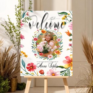 Wildflower Photo Graduation Welcome Sign Template | Grad Party Welcome Sign | Floral Graduation Sign | Boho Welcome | Digital Download